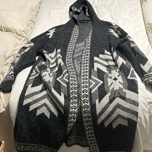 Women’s Black and White Hooded Sweater